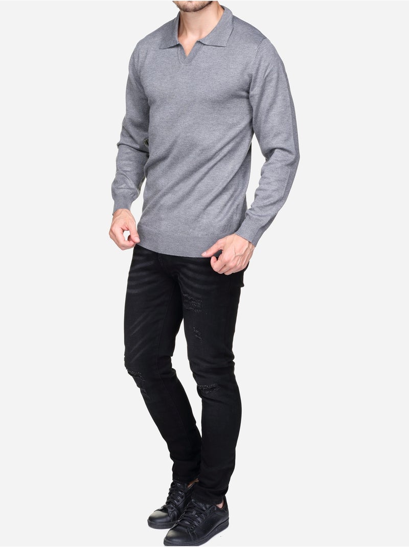 Camisola elegante com gola com fecho - Frilivin Cinza - Kiabi