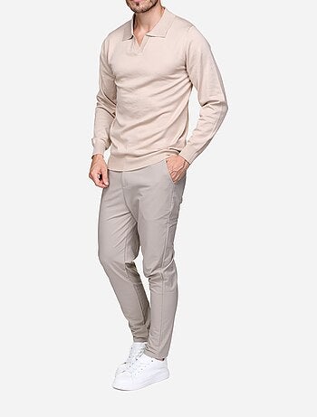 Camisola elegante com gola com fecho - Frilivin