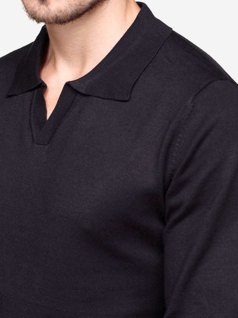 Camisola elegante com gola com fecho - Frilivin Preto - Kiabi
