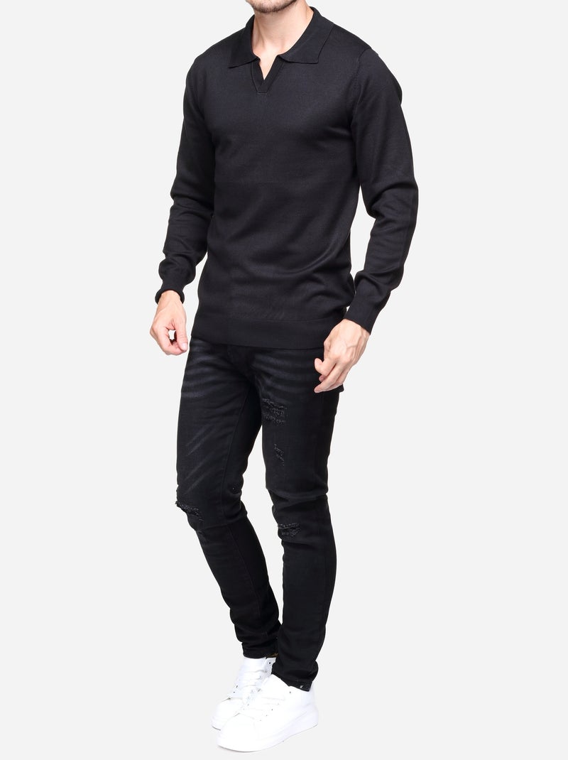 Camisola elegante com gola com fecho - Frilivin Preto - Kiabi