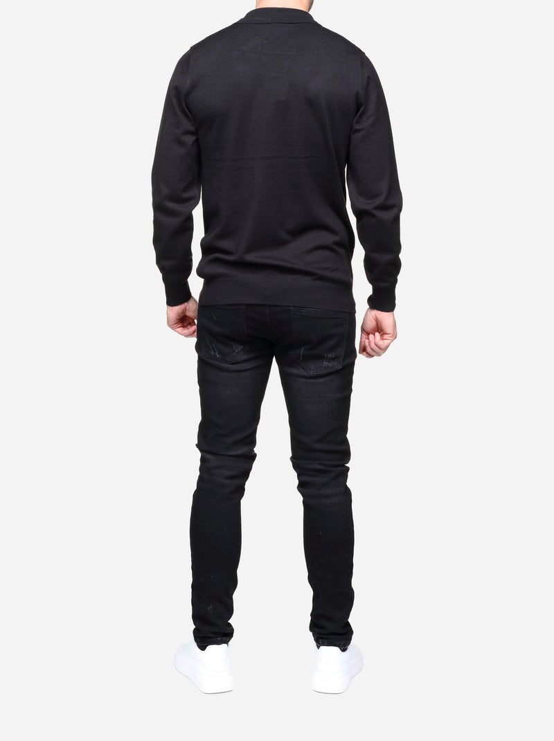 Camisola elegante com gola com fecho - Frilivin Preto - Kiabi