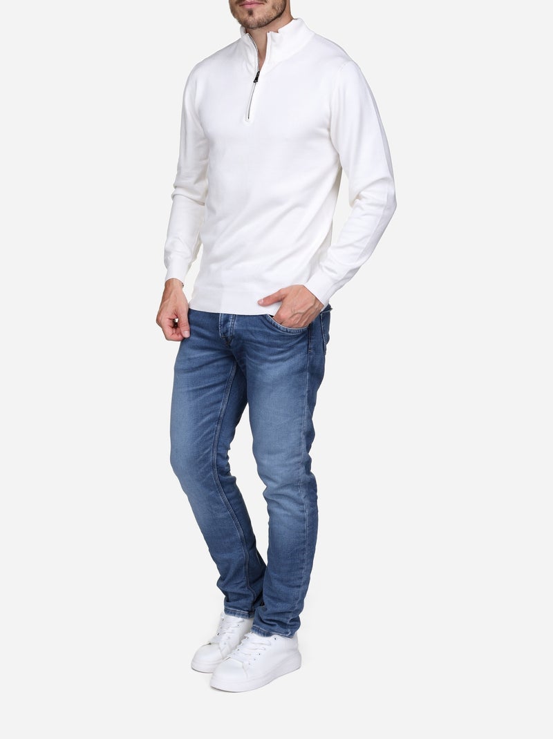 Camisola elegante com gola de camionista - Frilivin Branco - Kiabi