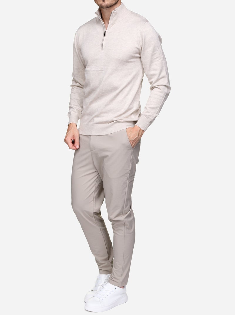 Camisola elegante com gola de camionista - Frilivin Creme - Kiabi
