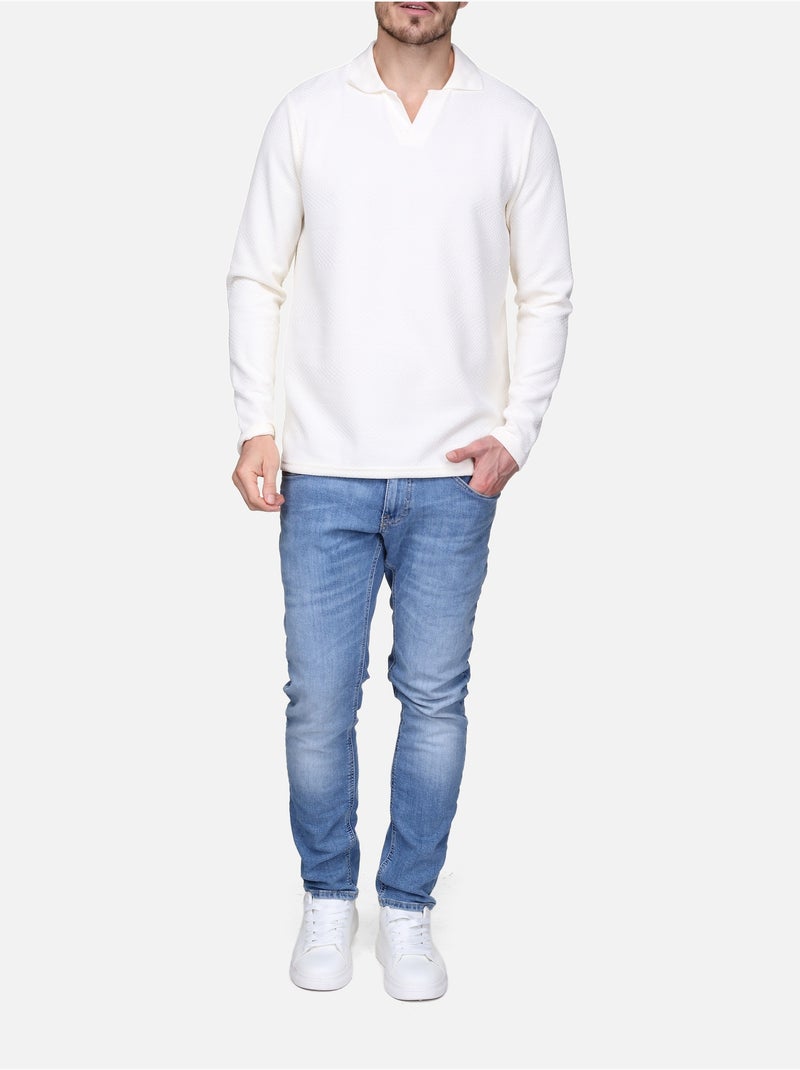 Camisola elegante com gola em V - Frilivin Branco - Kiabi