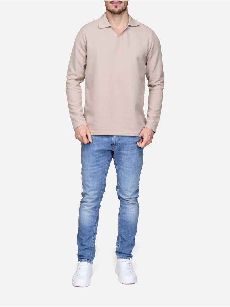 Camisola elegante com gola em V - Frilivin Creme - Kiabi