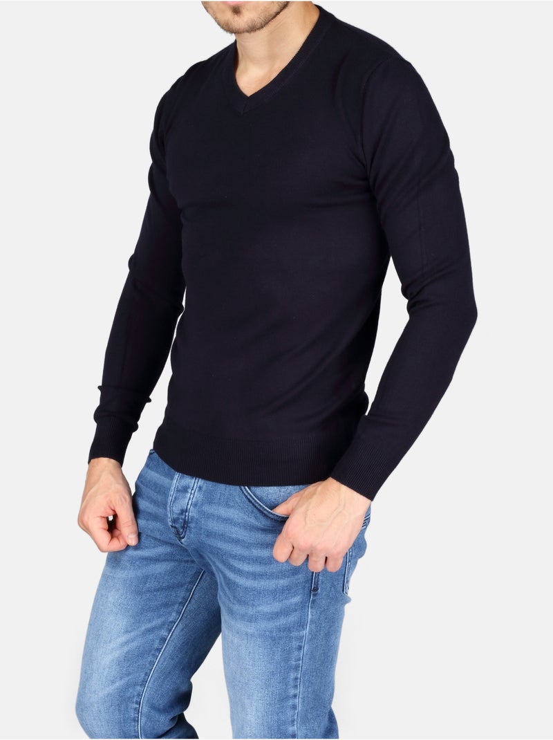 Camisola elegante com gola em V - Kenzarro Azul - Kiabi