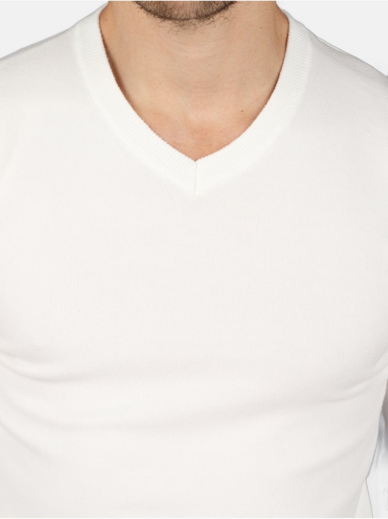 Camisola elegante com gola em V - Kenzarro Branco - Kiabi