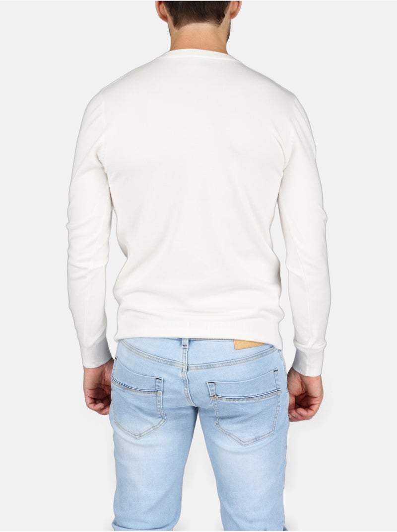 Camisola elegante com gola em V - Kenzarro Branco - Kiabi