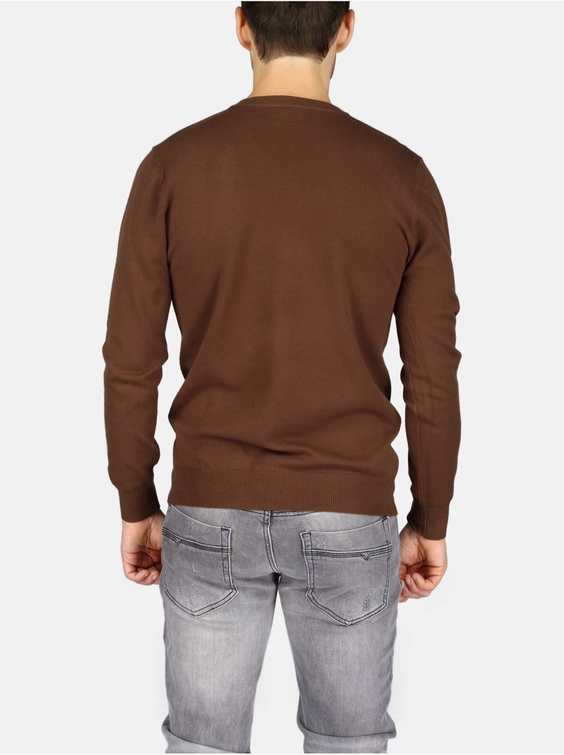 Camisola elegante com gola em V - Kenzarro Castanho - Kiabi
