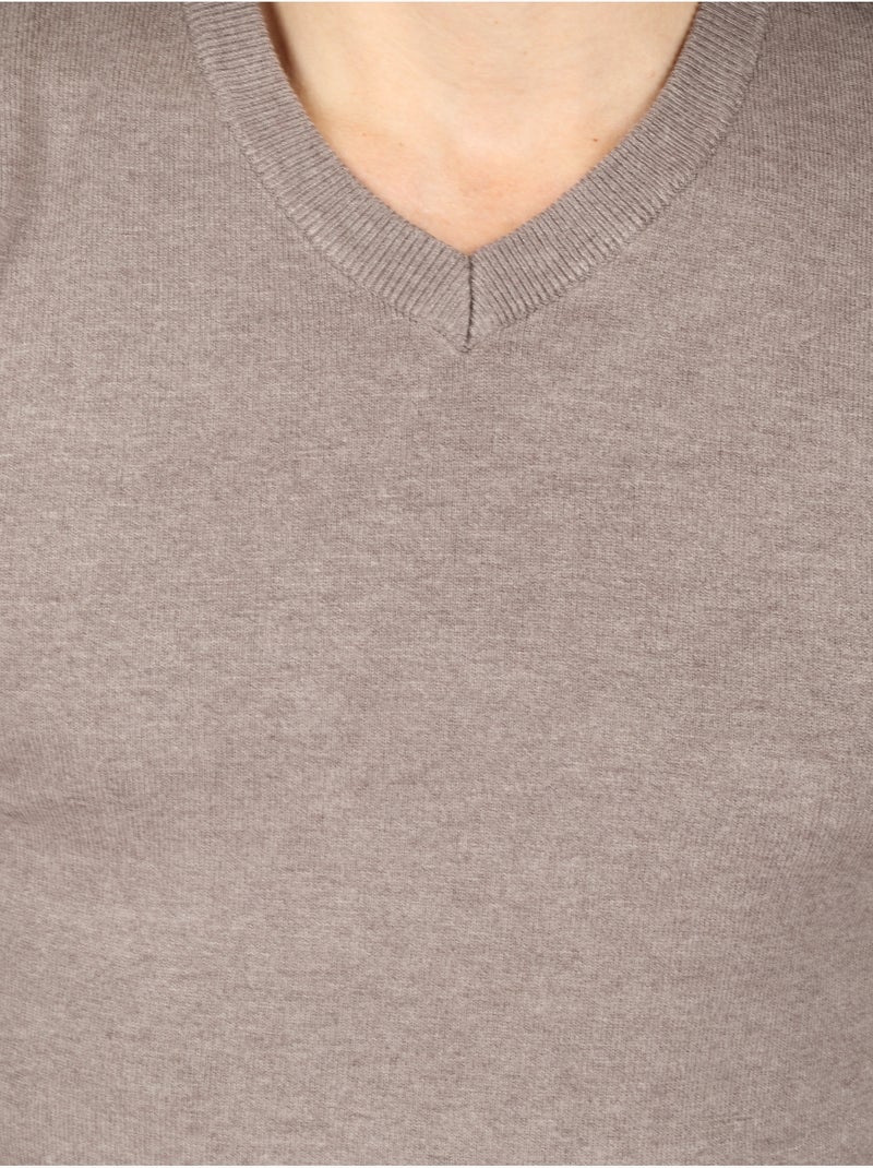 Camisola elegante com gola em V - Kenzarro Cinza-bege - Kiabi