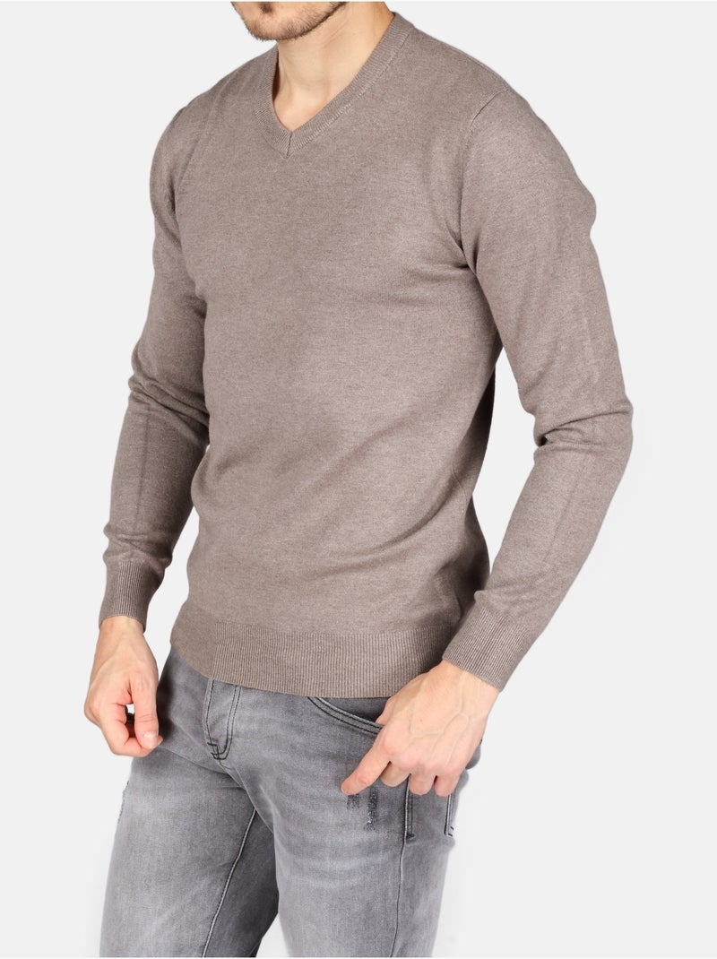 Camisola elegante com gola em V - Kenzarro Cinza-bege - Kiabi