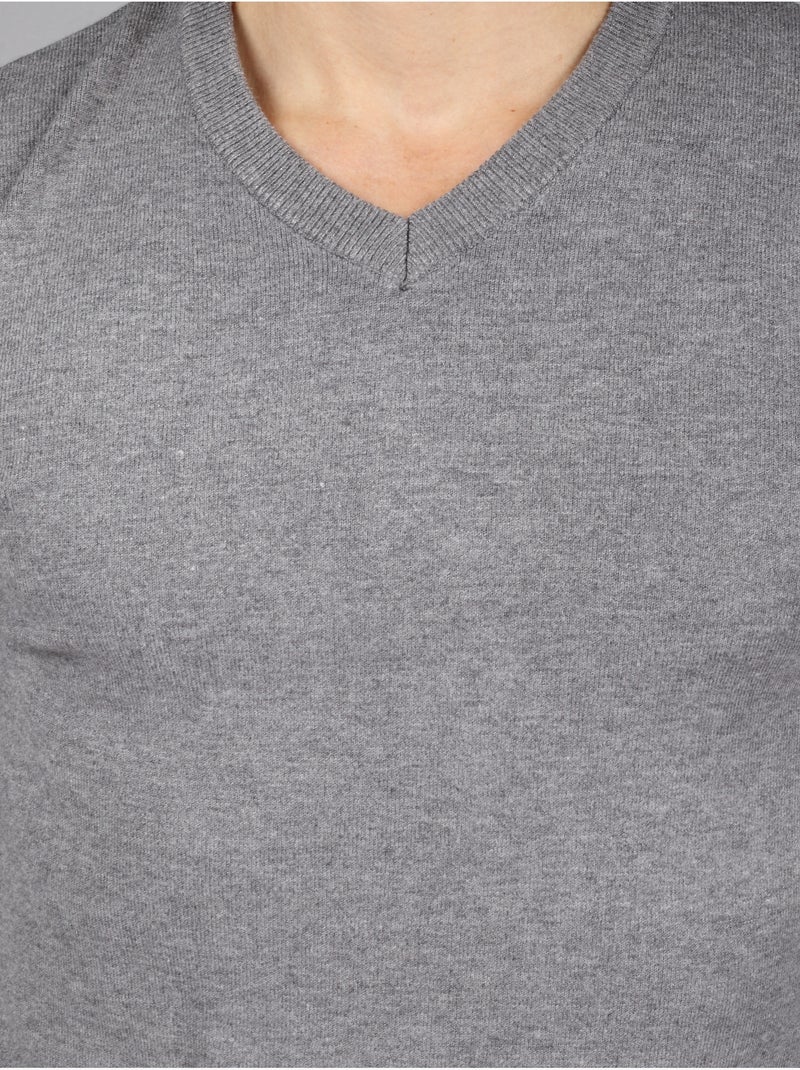 Camisola elegante com gola em V - Kenzarro Cinza claro - Kiabi