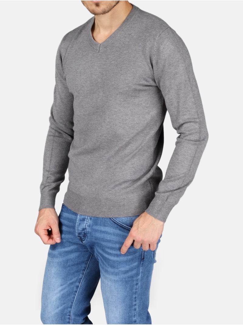 Camisola elegante com gola em V - Kenzarro Cinza claro - Kiabi