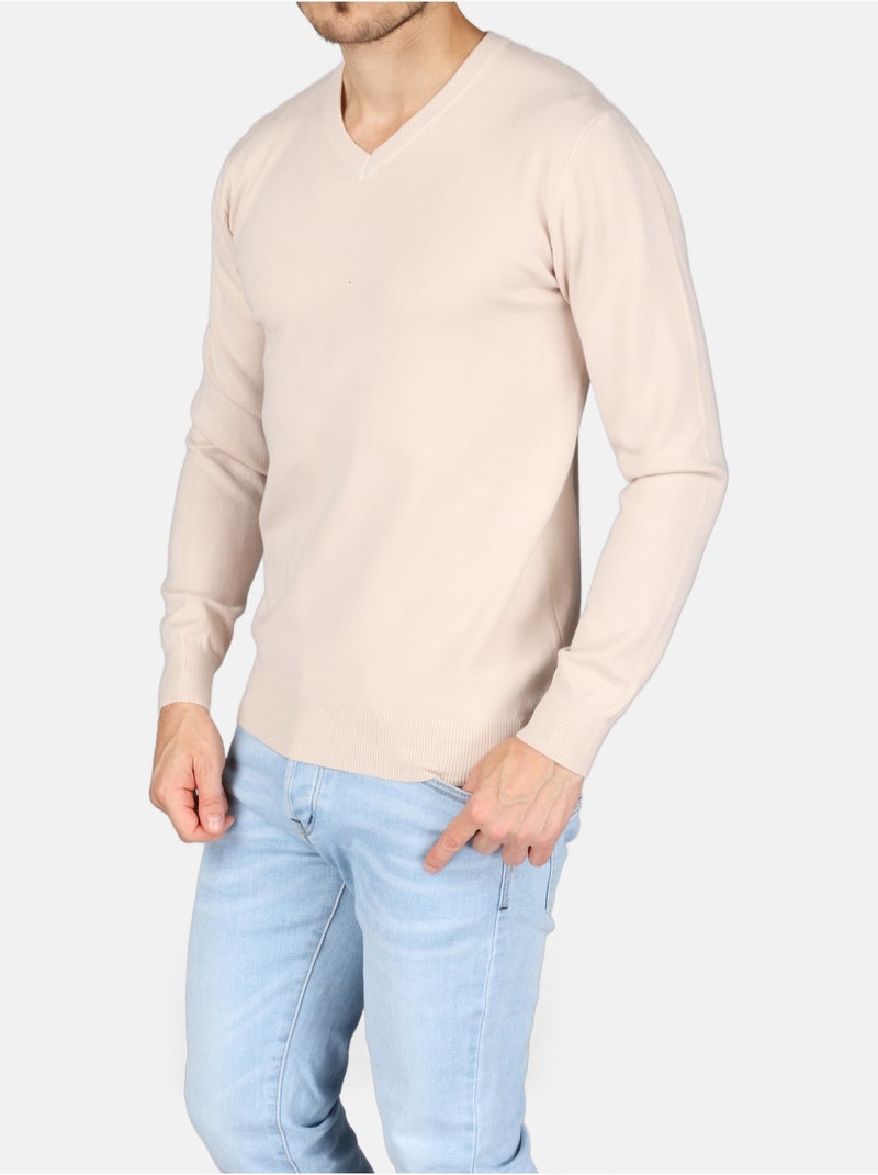 Camisola elegante com gola em V - Kenzarro Creme - Kiabi