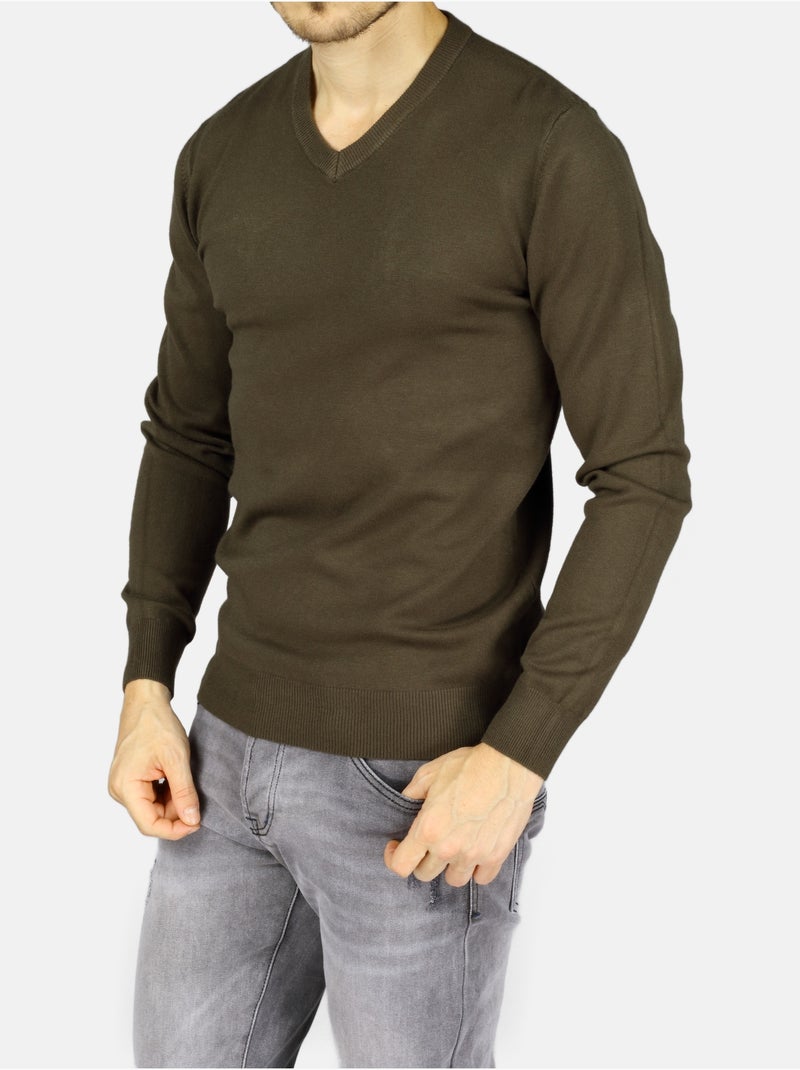 Camisola elegante com gola em V - Kenzarro Verde - Kiabi