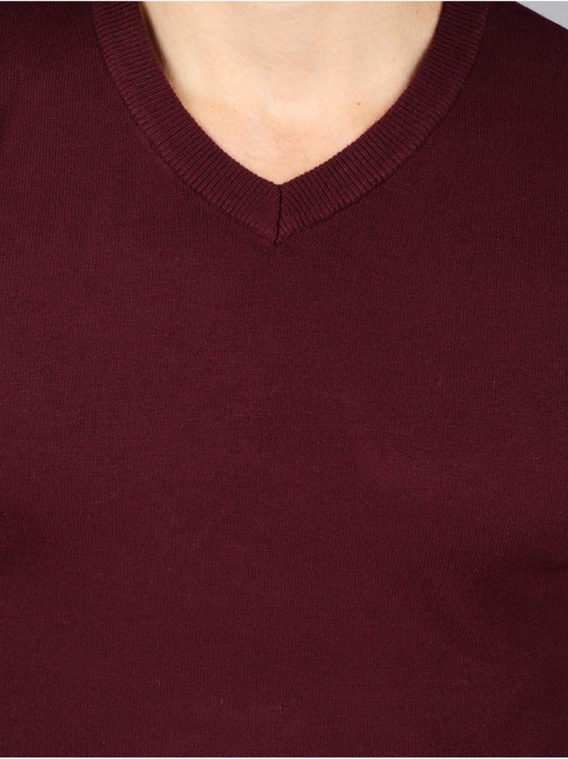 Camisola elegante com gola em V - Kenzarro Vermelho - Kiabi