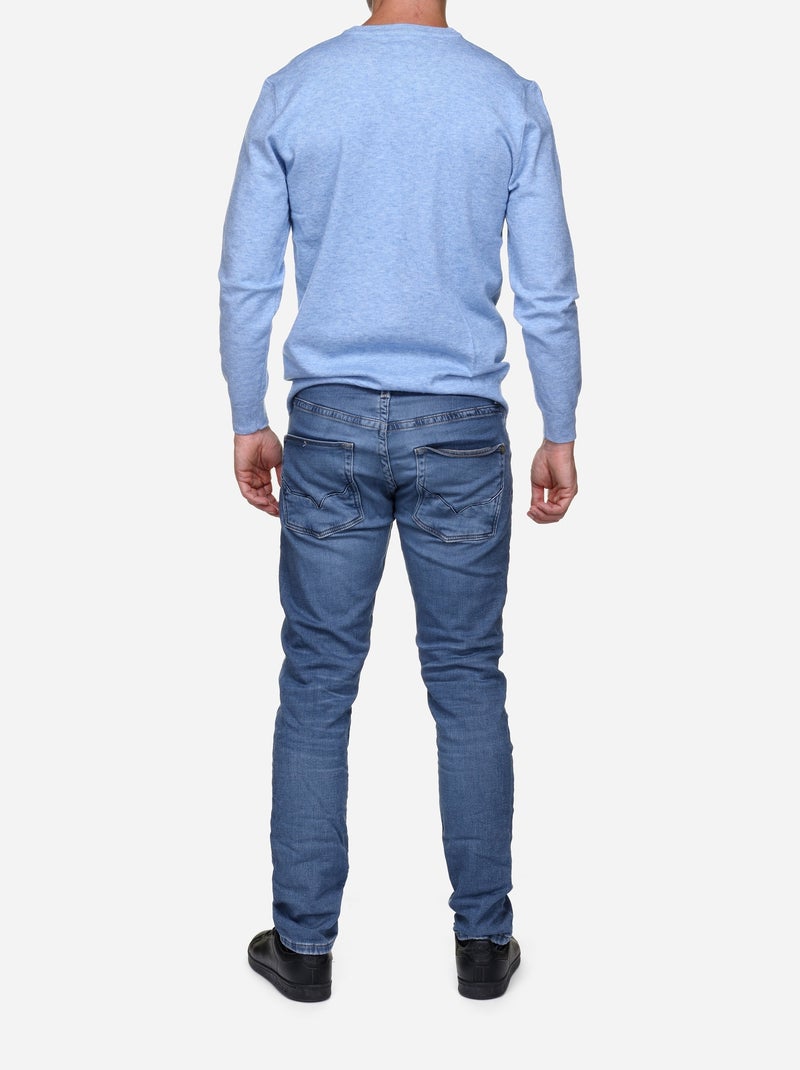 Camisola elegante com gola em V - Yves Enzo Azul - Kiabi
