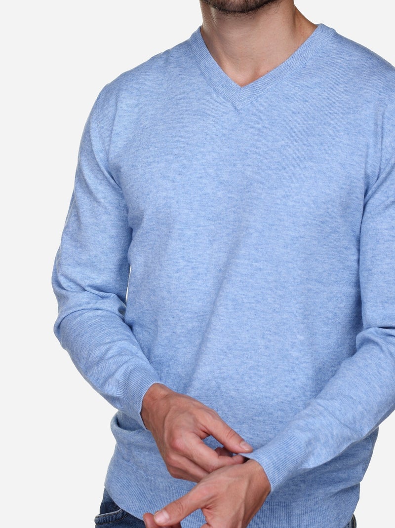 Camisola elegante com gola em V - Yves Enzo Azul - Kiabi