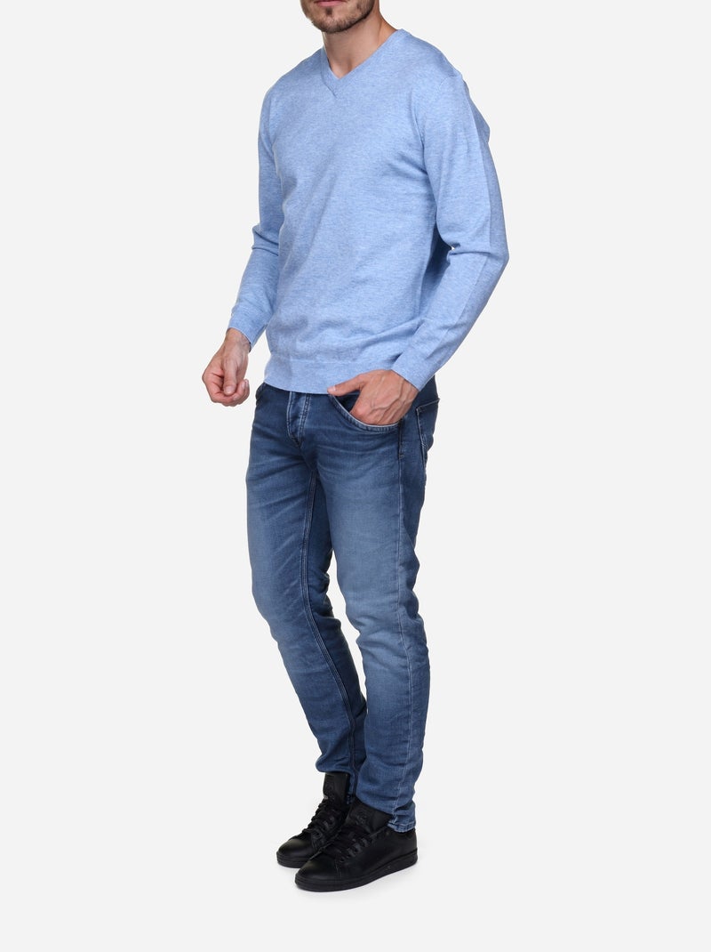 Camisola elegante com gola em V - Yves Enzo Azul - Kiabi