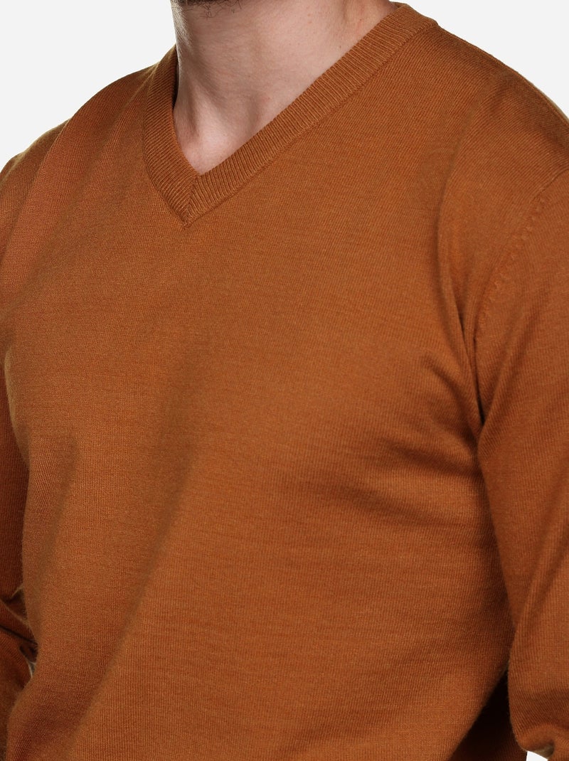 Camisola elegante com gola em V - Yves Enzo Camelo - Kiabi