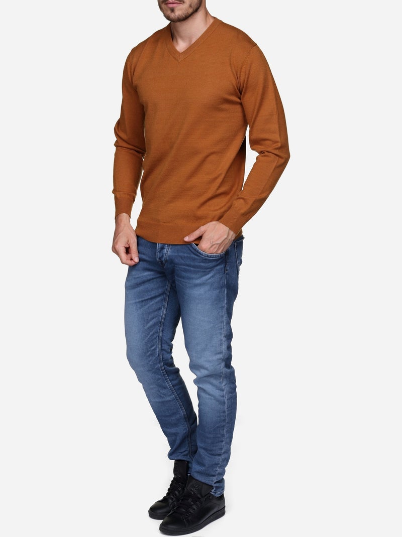 Camisola elegante com gola em V - Yves Enzo Camelo - Kiabi