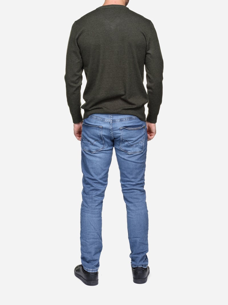 Camisola elegante com gola em V - Yves Enzo Cáqui - Kiabi