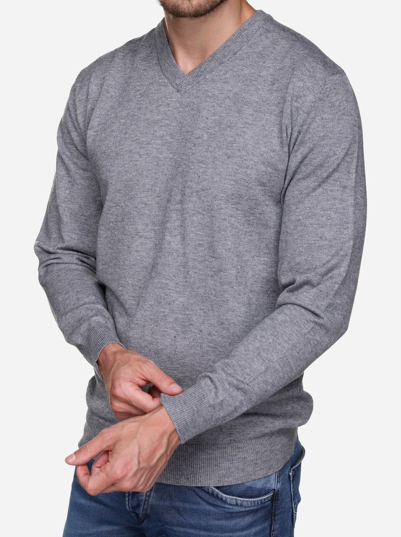 Camisola elegante com gola em V - Yves Enzo Cinza - Kiabi