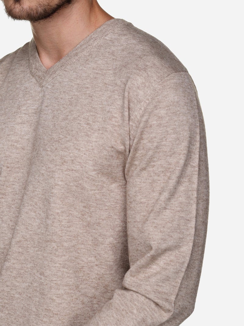 Camisola elegante com gola em V - Yves Enzo Creme - Kiabi