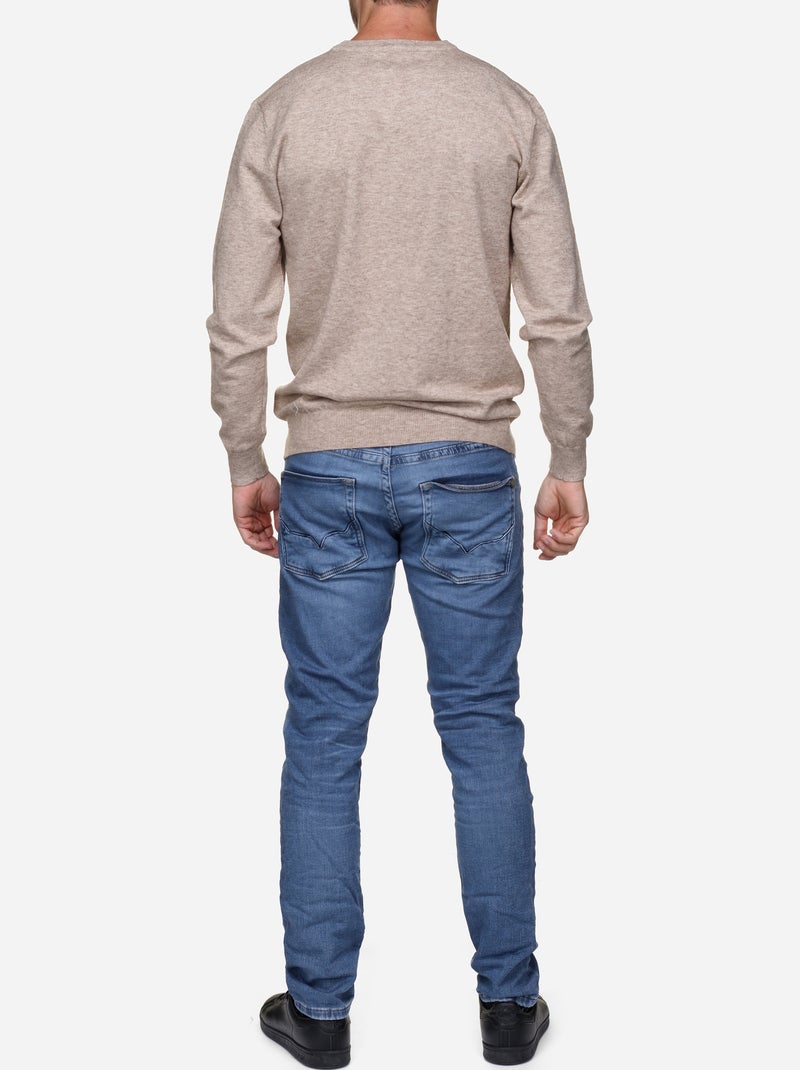 Camisola elegante com gola em V - Yves Enzo Creme - Kiabi