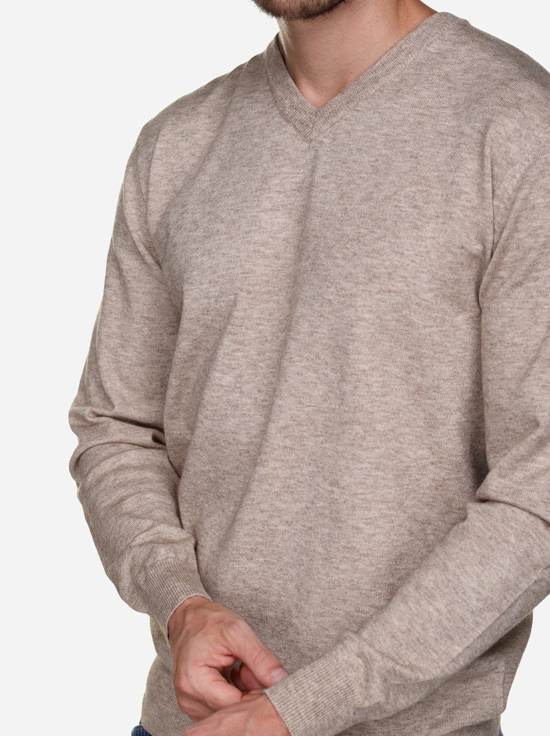 Camisola elegante com gola em V - Yves Enzo Creme - Kiabi