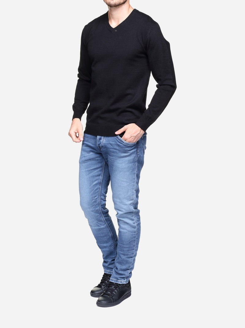 Camisola elegante com gola em V - Yves Enzo Preto - Kiabi
