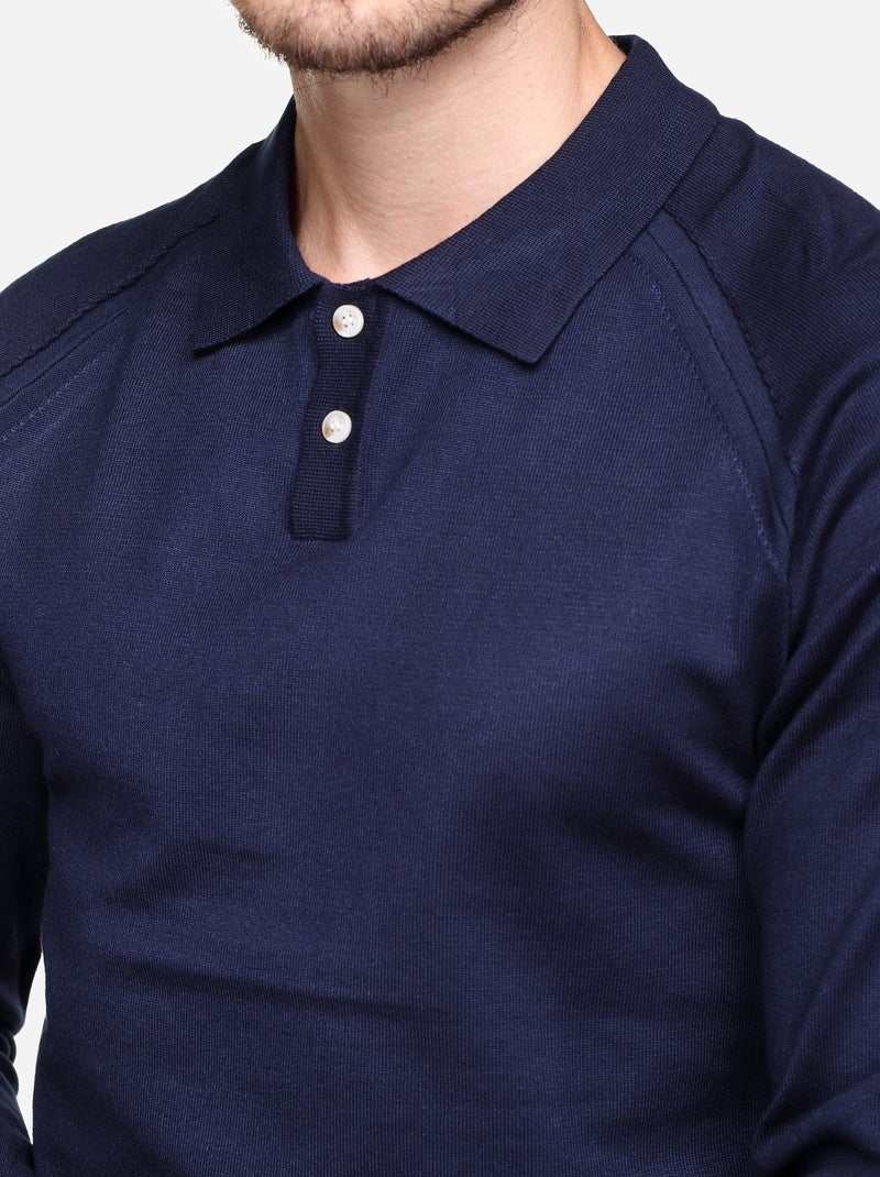 Camisola elegante com gola polo - Frilivin Azul escuro - Kiabi