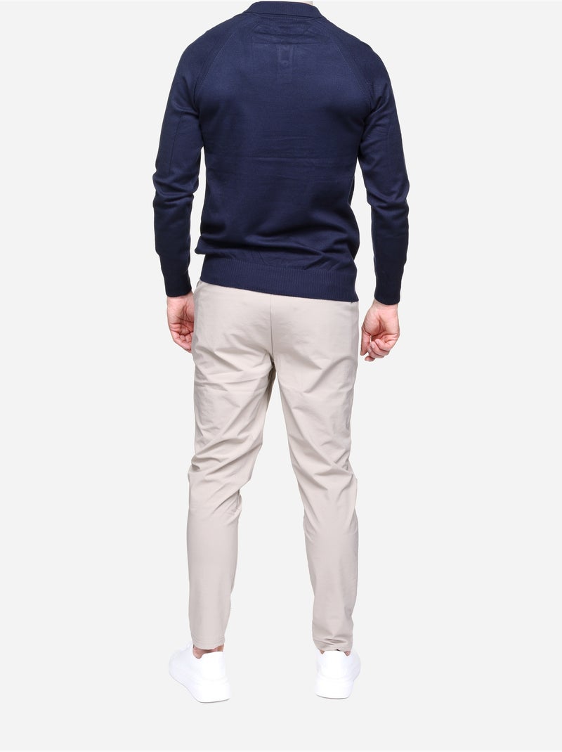 Camisola elegante com gola polo - Frilivin Azul escuro - Kiabi