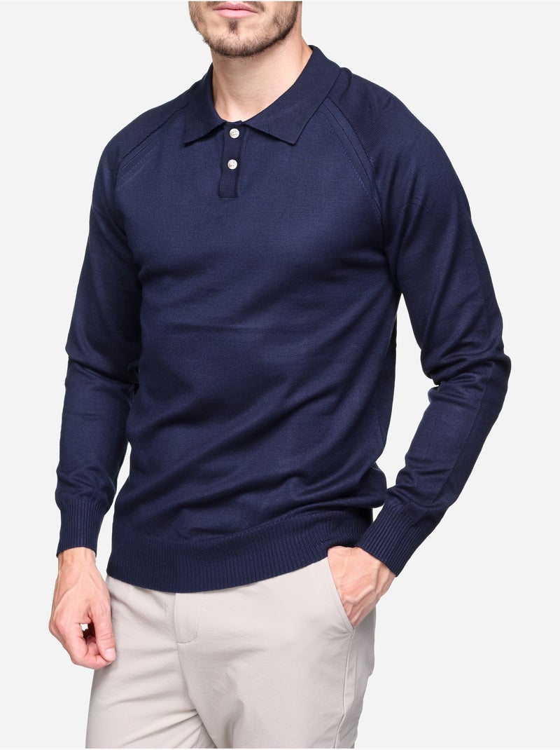 Camisola elegante com gola polo - Frilivin Azul escuro - Kiabi