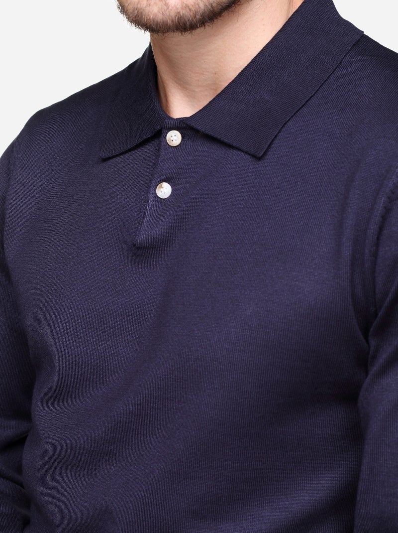 Camisola elegante com gola polo - Frilivin Azul escuro - Kiabi