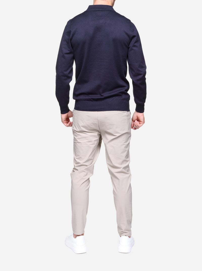 Camisola elegante com gola polo - Frilivin Azul escuro - Kiabi