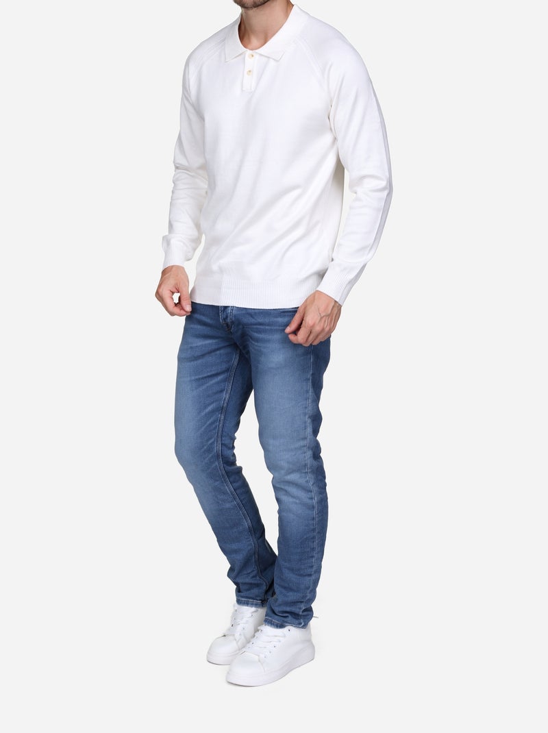 Camisola elegante com gola polo - Frilivin Branco - Kiabi
