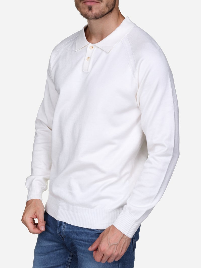 Camisola elegante com gola polo - Frilivin Branco - Kiabi
