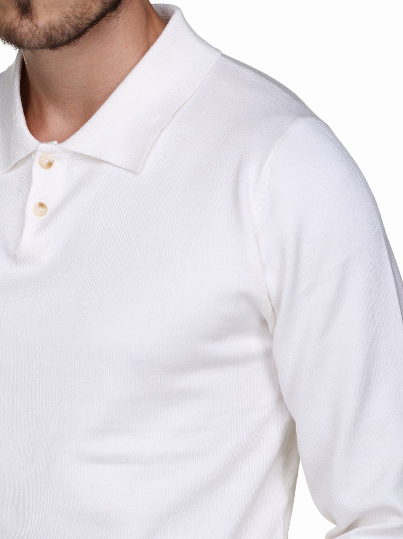 Camisola elegante com gola polo - Frilivin Branco - Kiabi