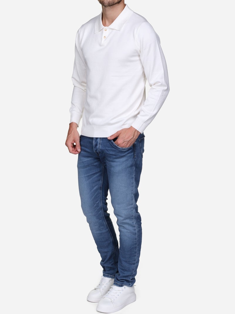 Camisola elegante com gola polo - Frilivin Branco - Kiabi