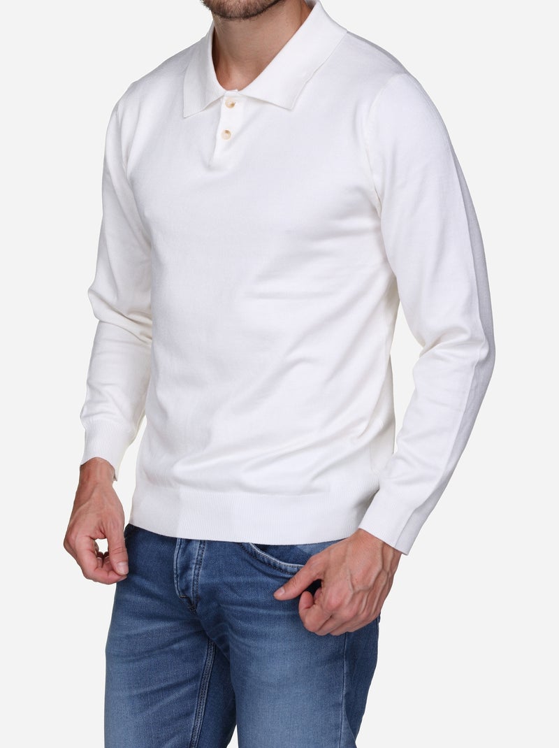 Camisola elegante com gola polo - Frilivin Branco - Kiabi