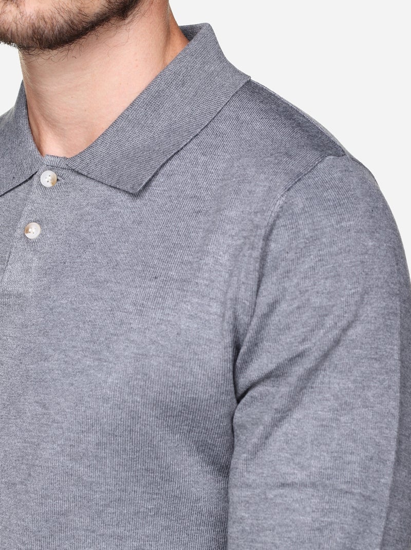 Camisola elegante com gola polo - Frilivin Cinza - Kiabi