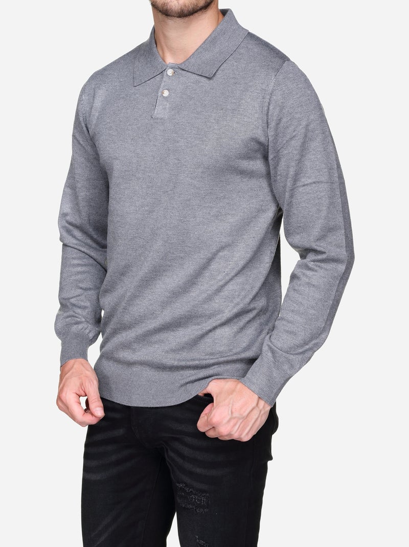 Camisola elegante com gola polo - Frilivin Cinza - Kiabi