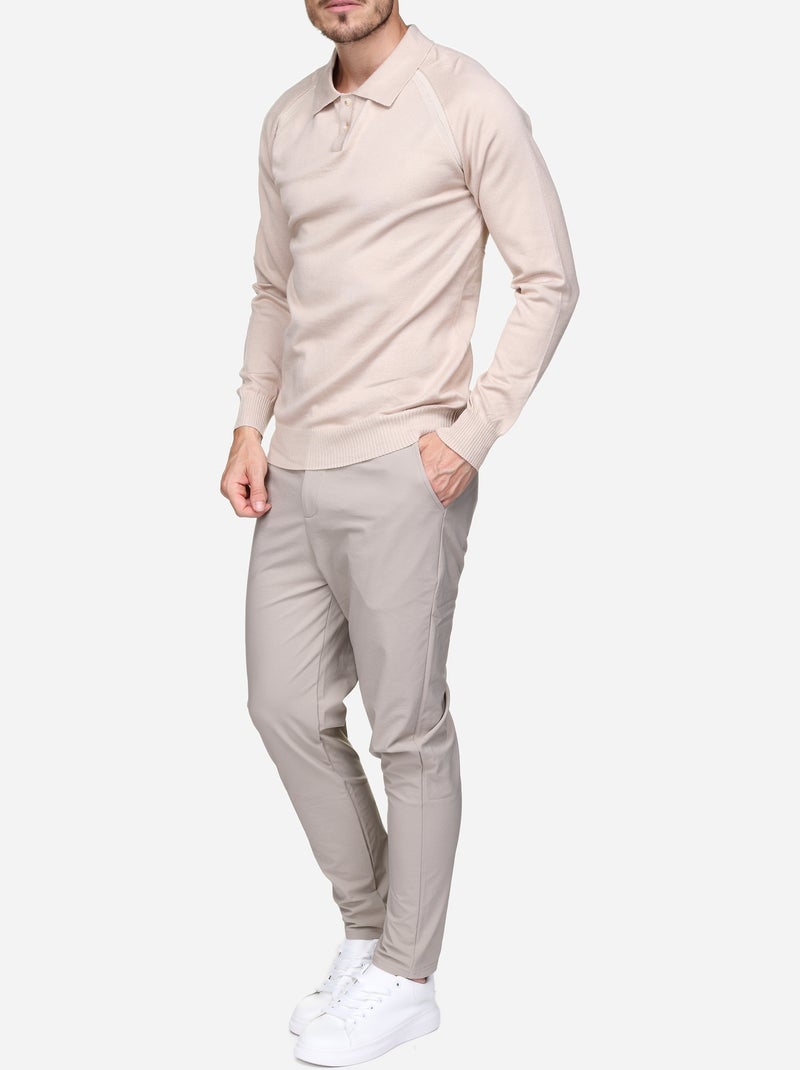 Camisola elegante com gola polo - Frilivin Creme - Kiabi