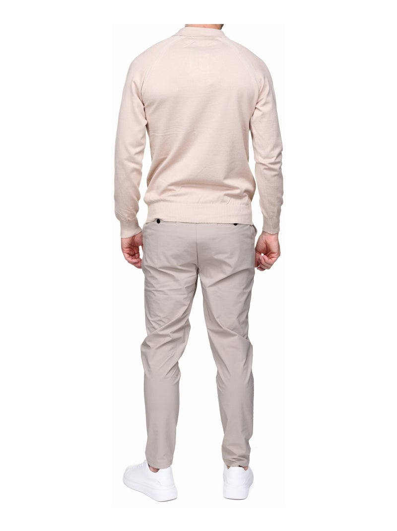 Camisola elegante com gola polo - Frilivin Creme - Kiabi