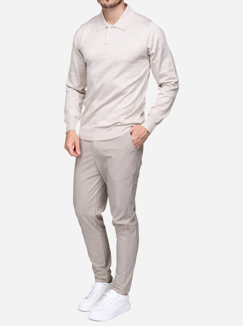 Camisola elegante com gola polo - Frilivin Creme - Kiabi