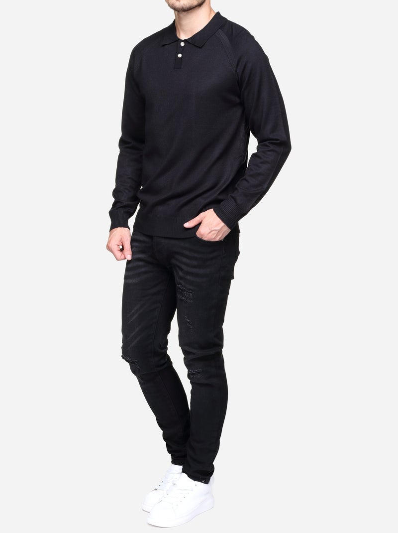 Camisola elegante com gola polo - Frilivin Preto - Kiabi