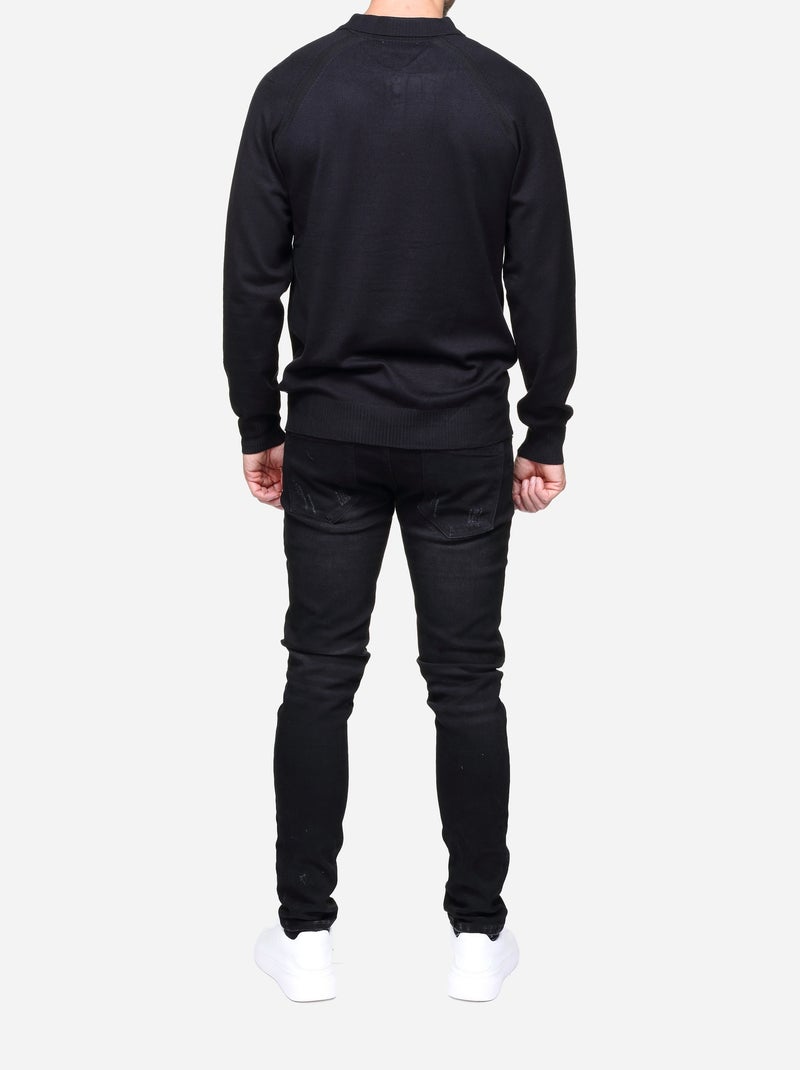 Camisola elegante com gola polo - Frilivin Preto - Kiabi