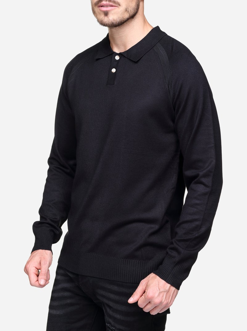 Camisola elegante com gola polo - Frilivin Preto - Kiabi