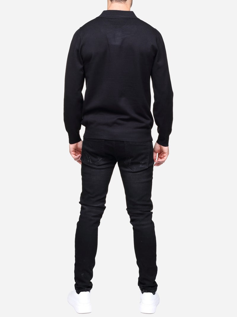 Camisola elegante com gola polo - Frilivin Preto - Kiabi
